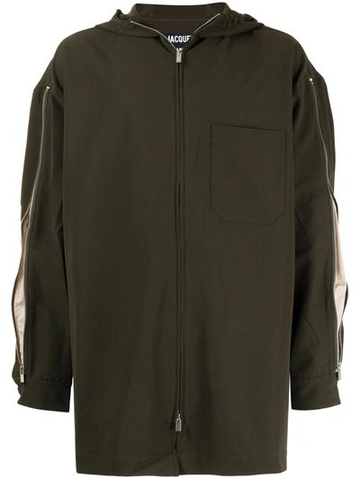 Jacquemus Zip-detail Hooded Jacket In Green