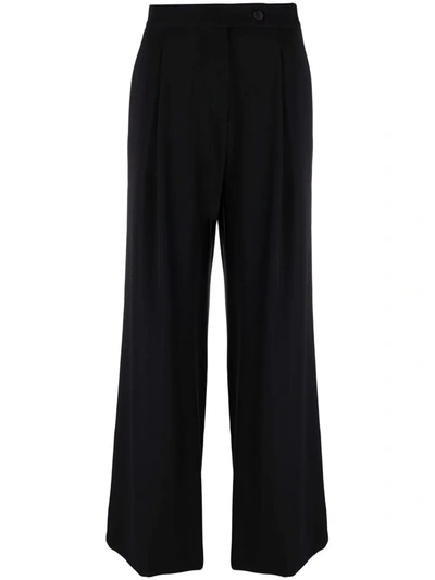 Emporio Armani High-waist Wide-leg Trousers In Navy Blue