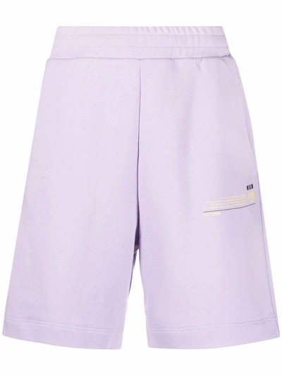 Msgm Logo Patch Track Shorts In Purple