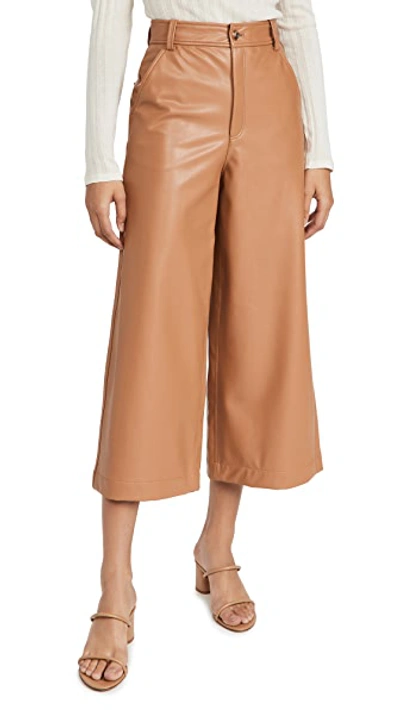 A.l.c Wiles Wide Leg Faux Leather Gaucho Trousers In Cashew