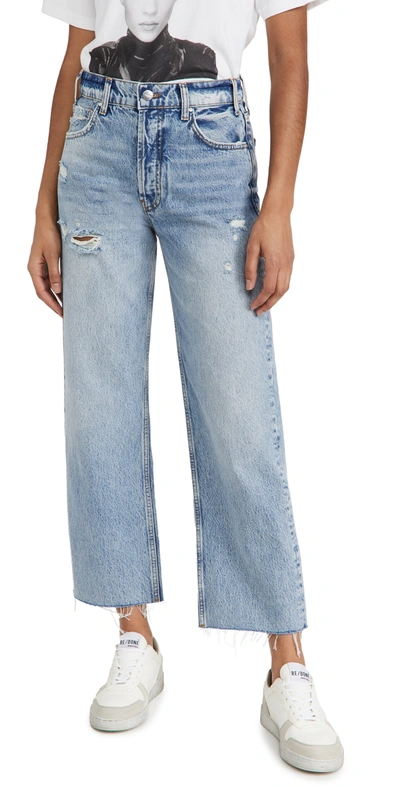 Anine Bing Gavin Blue Reservoir High Waist Distressed Nonstretch Ankle Jeans In Light Blue