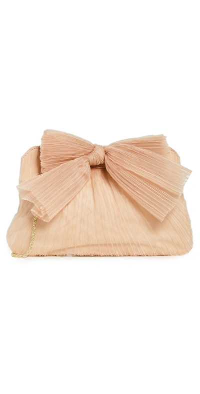 Loeffler Randall Rayne Pleated Frame Clutch With Bow In Almond Organza