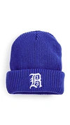 R13 Embroidered Ribbed-knit Beanie In Blue
