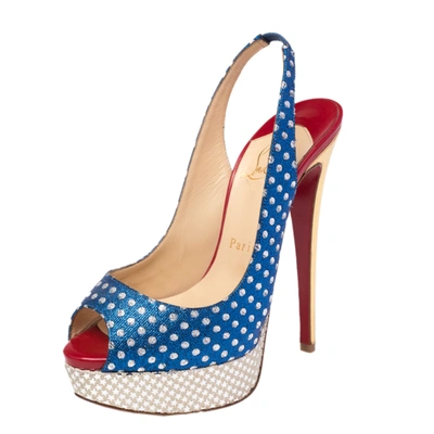 Pre-owned Christian Louboutin Metallic Multicolor Fabric Miss America Slingback Sandals Size 36