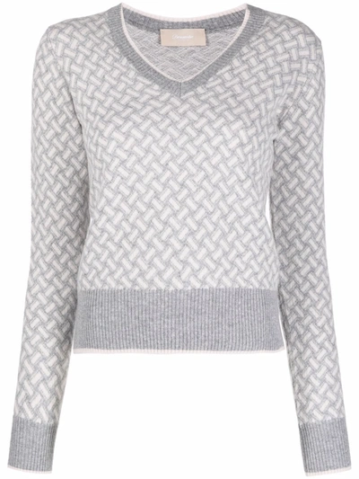 Drumohr Intarsia-knit Cashmere Jumper In Grau