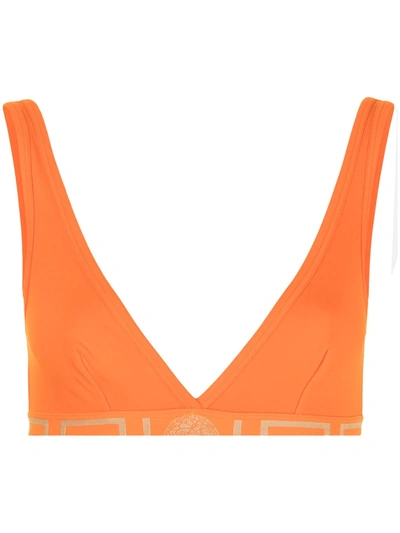Versace Greca Border Soft-cup Bra In Orange
