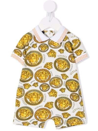 Versace Babies' Medusa-print Stretch-cotton Shorties In White