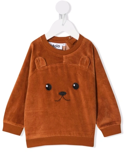 Molo Babies' Embroidered Cotton Jumper In Brown
