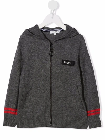 Givenchy Kids' 标贴针织连帽衫 In Grey