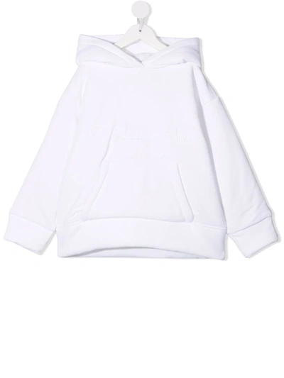 Mm6 Maison Margiela Kids' Logo-print Long-sleeved Hoodie In White