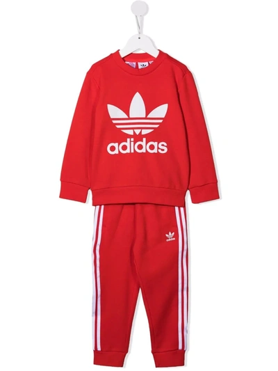 Adidas Originals Kids' Logo Print Tracksuit Set In Red