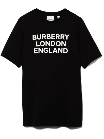 Burberry Teen Logo Print T-shirt In Black