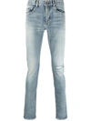 Saint Laurent 15cm Skinny Low Waist Cotton Denim Jeans