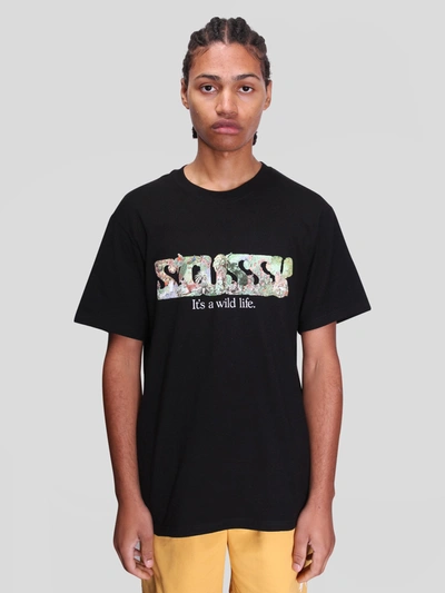 Stussy Mens Black It's A Wild Life-print Cotton-jersey T-shirt Xs