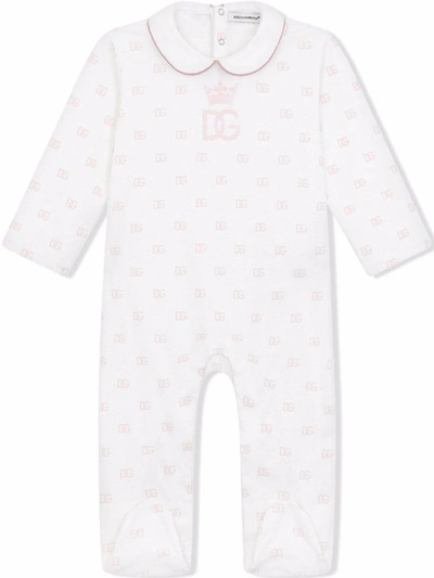 Dolce & Gabbana Dg-logo Print Babygrow Set In White