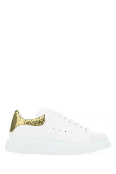 Alexander Mcqueen White Leather Sneakers With Golden Leather Heel Nd  Donna 36.5