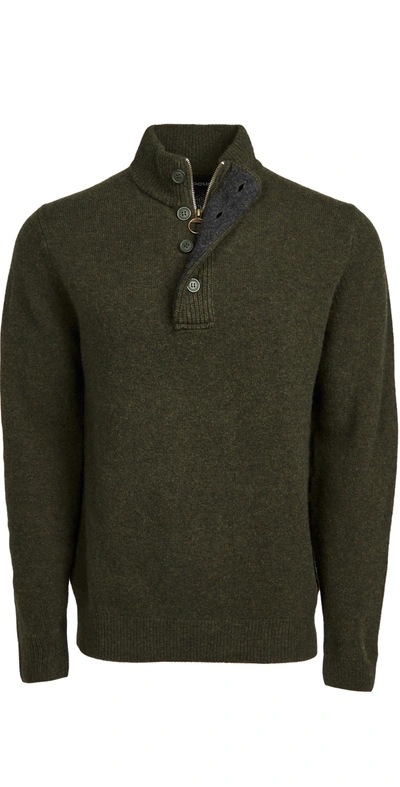 Barbour Patch Half Zip Sweater In Seaweed