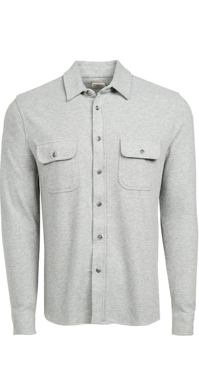 Faherty Legend Sweater Shirt In Fossil Grey Twill In Gray
