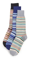 PAUL SMITH MEN'S SIGNATURE STRIPE SOCKS THREE PACK,PSMTH32010