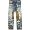 GIVENCHY BLUE DISTRESSED STRAIGHT-LEG JEANS,4105470