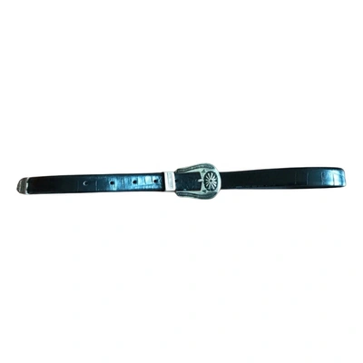Pre-owned 7 For All Mankind Leather Belt In Black