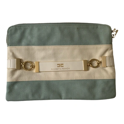 Pre-owned Elisabetta Franchi Leather Clutch Bag In Green