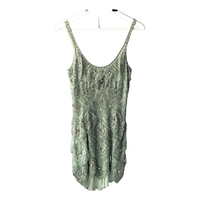 Pre-owned Jenny Packham Silk Mini Dress In Green