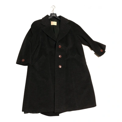 Pre-owned Roccobarocco Wool Coat In Anthracite