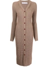 Proenza Schouler White Label Micro Stripe Rib Knit Cardigan Dress In Braun
