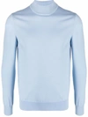 Sandro Industrial Mock Neck Wool Sweater In Blau