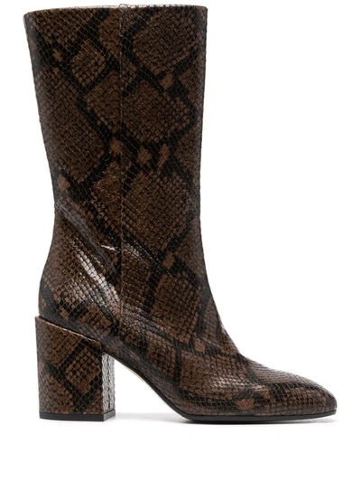 Aeyde Snakeskin-effect Ankle Boots In Braun