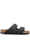 Birkenstock Mens Black Arizona Double-strap Leather Sandals In Black