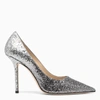 JIMMY CHOO SILVER GLITTERED LOVE PUMPS,LOVE100VXB-J-JIMCH-AS