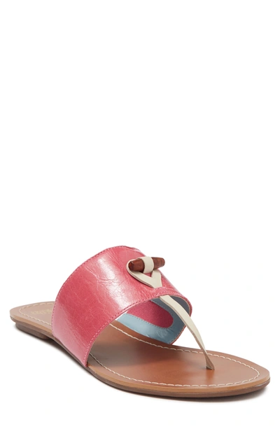 Frances Valentine Leather Thong Toe Flat Sandal In Pink Oyster