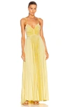 A.l.c Pleated Cross-strap Maxi Dress In Lemon Meringue