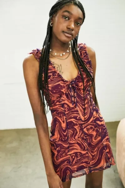 Urban Outfitters Uo Maxwell Orange & Purple Swirl Mini Dress In Orange  Multi | ModeSens