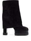 CASADEI RIBBED-PANEL SUEDE BOOTS