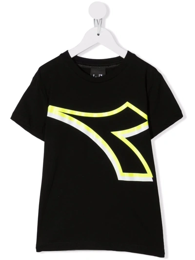 Diadora Junior Kids' Geometric Print T-shirt In Black