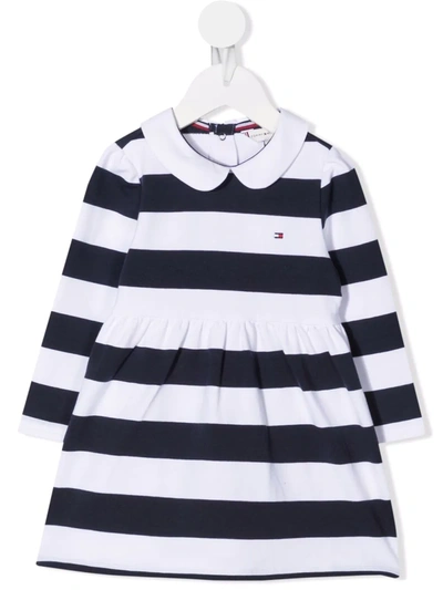 Tommy Hilfiger Junior Babies' Stripe-print Cotton Dress In White
