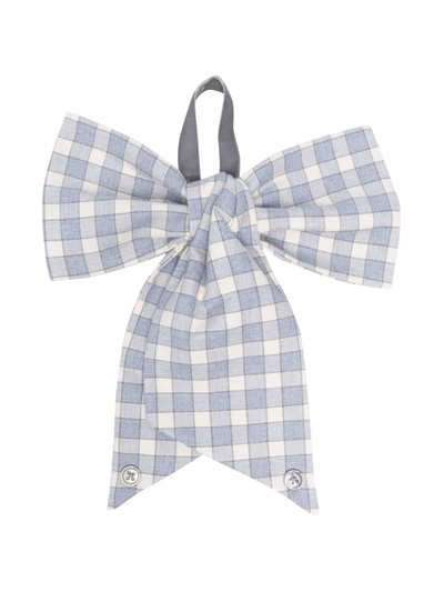 La Stupenderia Babies' Check-print Bow Scarf In Blue