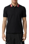 Burberry Contrast-collar Short-sleeve Polo Shirt In Black