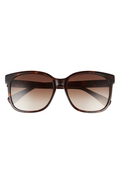 Max Mara 57mm Gradient Square Sunglasses In Havana/ Brown