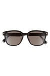 Fendi 55mm Square Sunglasses In Shiny Black / Smoke