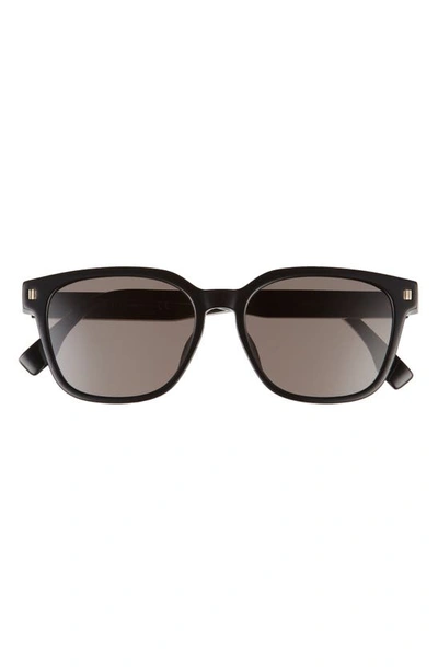 Fendi 55mm Square Sunglasses In Shiny Black / Smoke