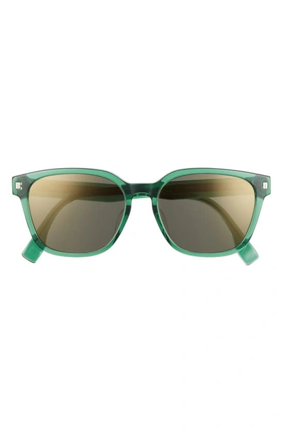 Fendi 55mm Square Sunglasses In Shiny Light Green Mirror