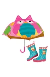 Stephen Joseph Print Rain Boots & Umbrella Set In Owl