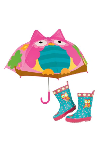Stephen Joseph Print Rain Boots & Umbrella Set In Owl