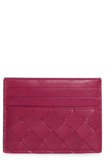 Bottega Veneta Intrecciato Leather Card Case In Cinnabar-gold