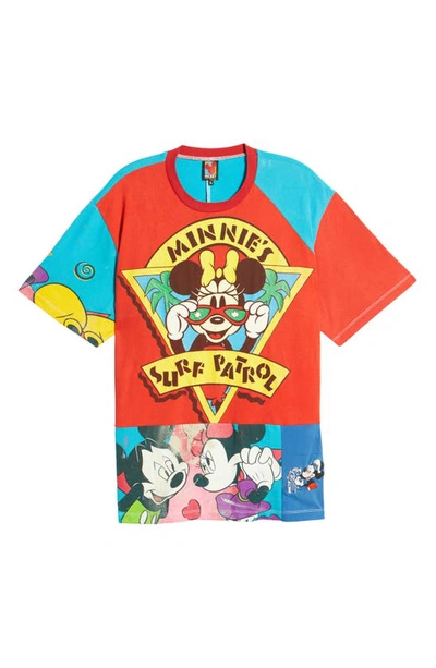 Disney Unisex Upcycled Minnie's Surf Patrol Graphic Tee In Red/ Blue