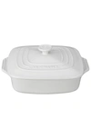 Le Creuset 2 3/4 Quart Covered Square Stoneware Casserole In White